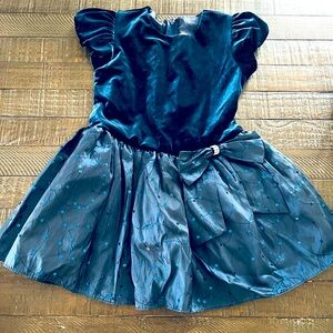 Navy Blue Velvet and Sequins kids dress. Size 5/6